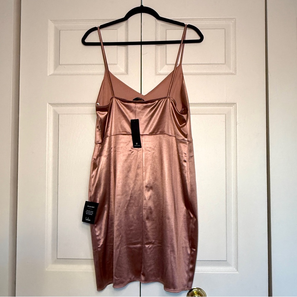 NWT Lulus Forever Your Girl Mauve Satin Mini Dress - Picture 2 of 3